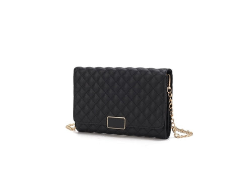 Quilted Vegan Leather Envelope Clutch Crossbody