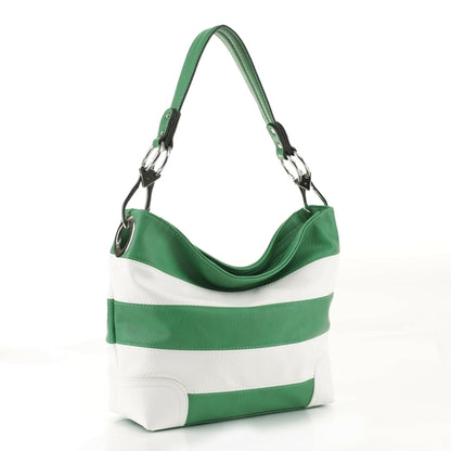 Soft Vegan Leather Stripe Hobo Handbag