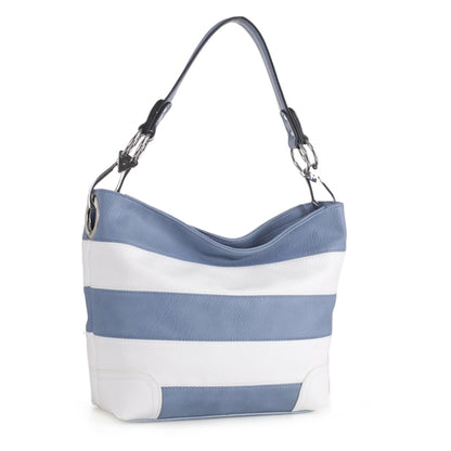 Soft Vegan Leather Stripe Hobo Handbag