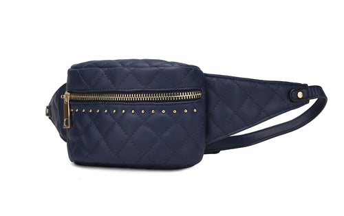 Vegan Leather Quilted Belt Waist Bag