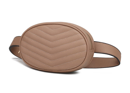 Quilted Chevron Vegan Leather Belt Bag