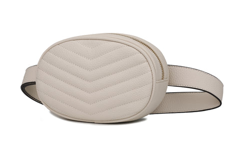 Quilted Chevron Vegan Leather Belt Bag