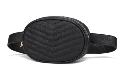 Quilted Chevron Vegan Leather Belt Bag