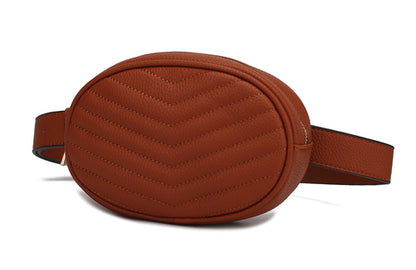 Quilted Chevron Vegan Leather Belt Bag