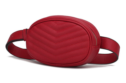 Quilted Chevron Vegan Leather Belt Bag