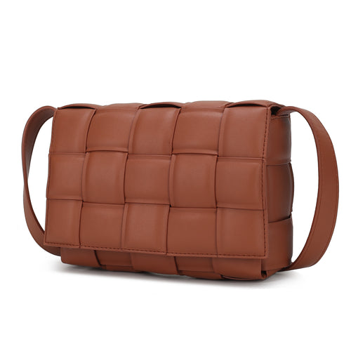 Woven Vegan Leather Shoulder Bag