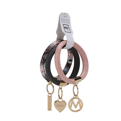 Vegan Leather Bangle Wristlet Keychain Set