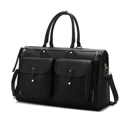 Vegan Leather Block Duffle Bag