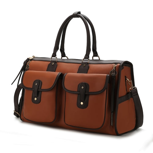 Vegan Leather Block Duffle Bag