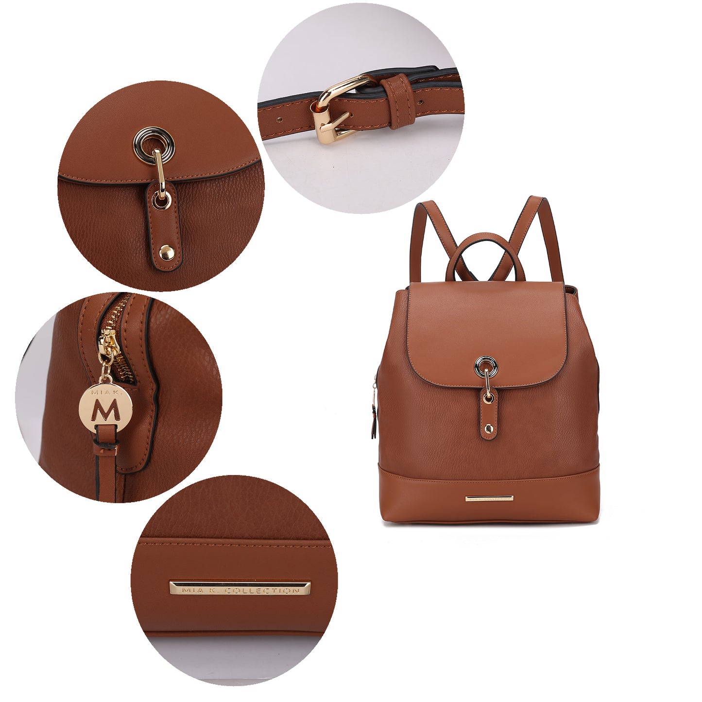 Vegan Leather Backpack Handbag