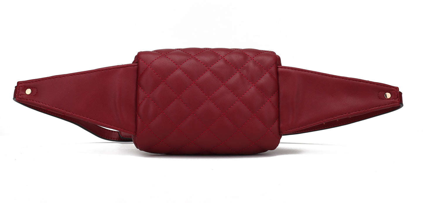 Vegan Leather Quilted Belt Waist Bag