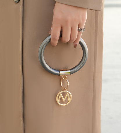 Vegan Leather Bangle Wristlet Keychain Set