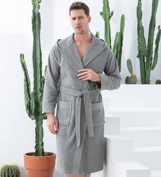 Men's Luxury Turkish Cotton Terry Cloth Robe w/Hood