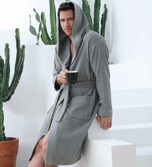 Men's Luxury Turkish Cotton Terry Cloth Robe w/Hood