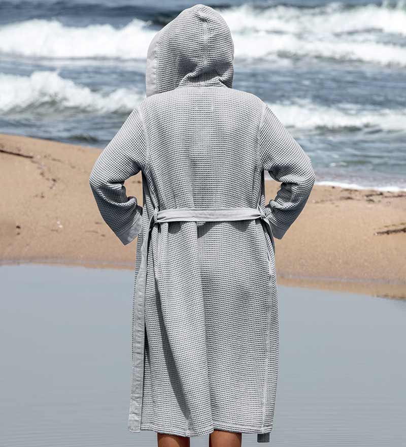 Women's Hooded Turkish Cotton Waffle Robe