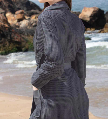 Women's Full Length Lightweight Waffle Spa Robe w/Shawl Collar